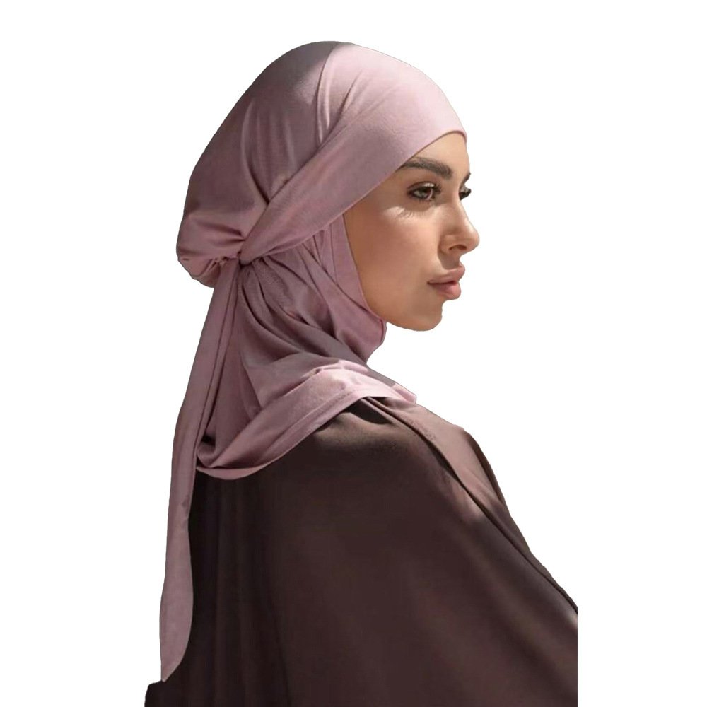 Solid Color Convenient Strap Headscarf Suit ā Image 10