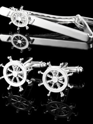 Simple Trendy Men's Rudder Cufflinks Tie Clip