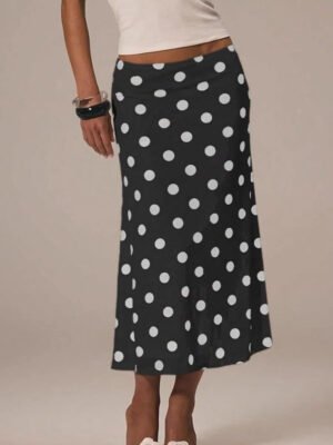 Elegant Stylish And Versatile Polka-dot Sheath Skirt