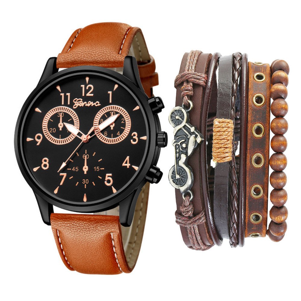 Watch Set Two-eye Belt Quartz Watch Bicycle Punk Bracelet ā Image 6