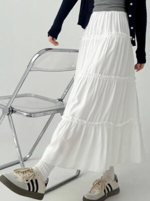 Mid-length Skirt Womens Tiered Skirt Midi Skirt