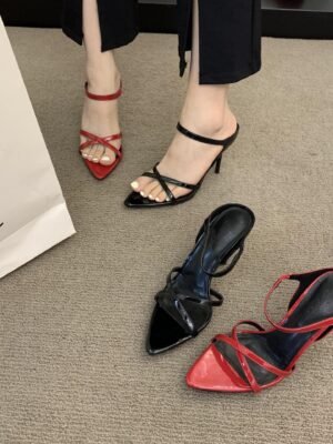 Wine Red Women's High Heels Stiletto Sandals