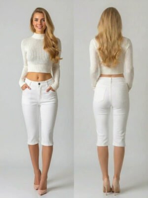 Womens Slimming Figure-flattering Capri Jeans