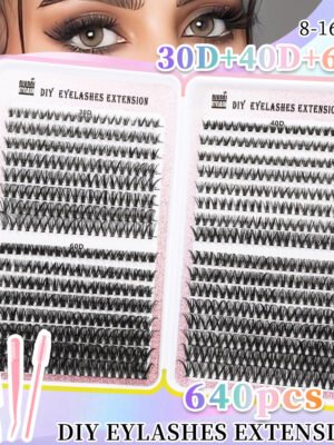 32 Rows Of Eyelashes Book Cluster 640 Segmented Lashes Set