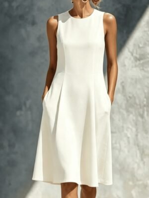 Womens French-style Sleeveless A-line Tank Dress