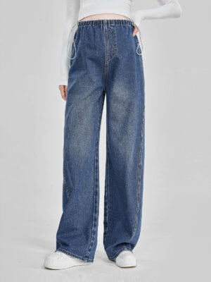 Short-height Wide-leg Non-constricting Jeans