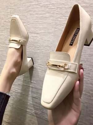 British Style Small Leather Shoes Spring High Heels