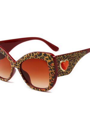 Leopard Print Trendy Big Frame Sunglasses, Personalized Cat-Eye Love Sunglasses