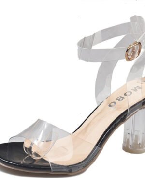 Crystal Summer New Thick Heel Buckle Open Toe Transparent High Heels Fish Mouth Thick Heel Jelly Shoes Women's Sandals