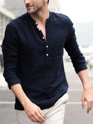 Plaid Collar Tops Turn Down Men Shirts Clothing
