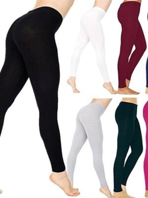 European And American New Ebay Amazon Wish Women's Solid Color Leggings Stretch Nine-Point Leggings Leggings