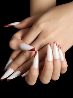 Wearing Nails, Rose Gold And Beveled Edge French Manicure, Long Ballet Nails, Fake Nails, Finished Products, Boxed