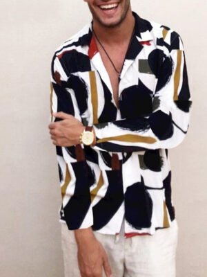 Hawaiian Men For Plus Size Blouse Shirt Shirts Print Fat