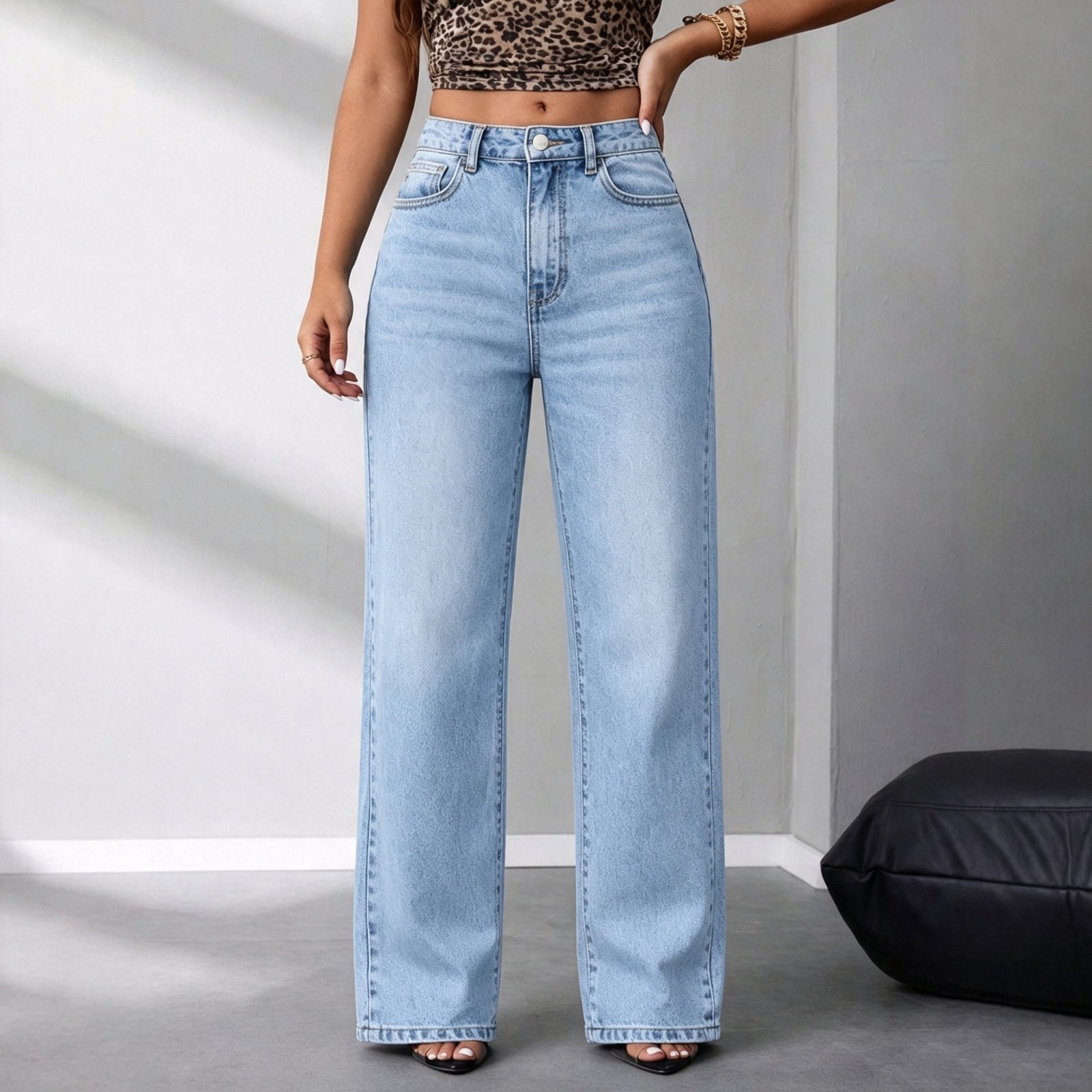Fashionable Womens Slimming Wide-leg Denim Pants ā Image 8