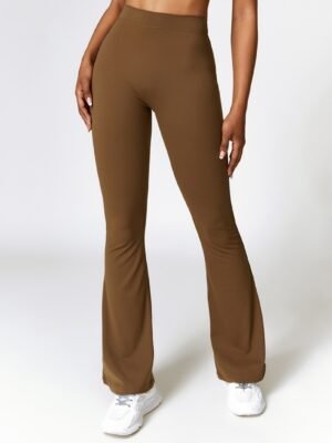 High-waist Quick-drying Fitness Sports Wide Legs Bootcut Trousers