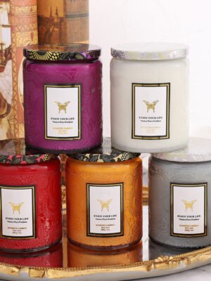 Embossed Glass Fragrance Handmade Gift Aromatherapy Soy Candles