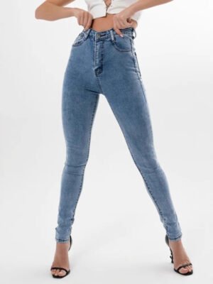 Blue Stretch Denim Commuter Jeans For Women