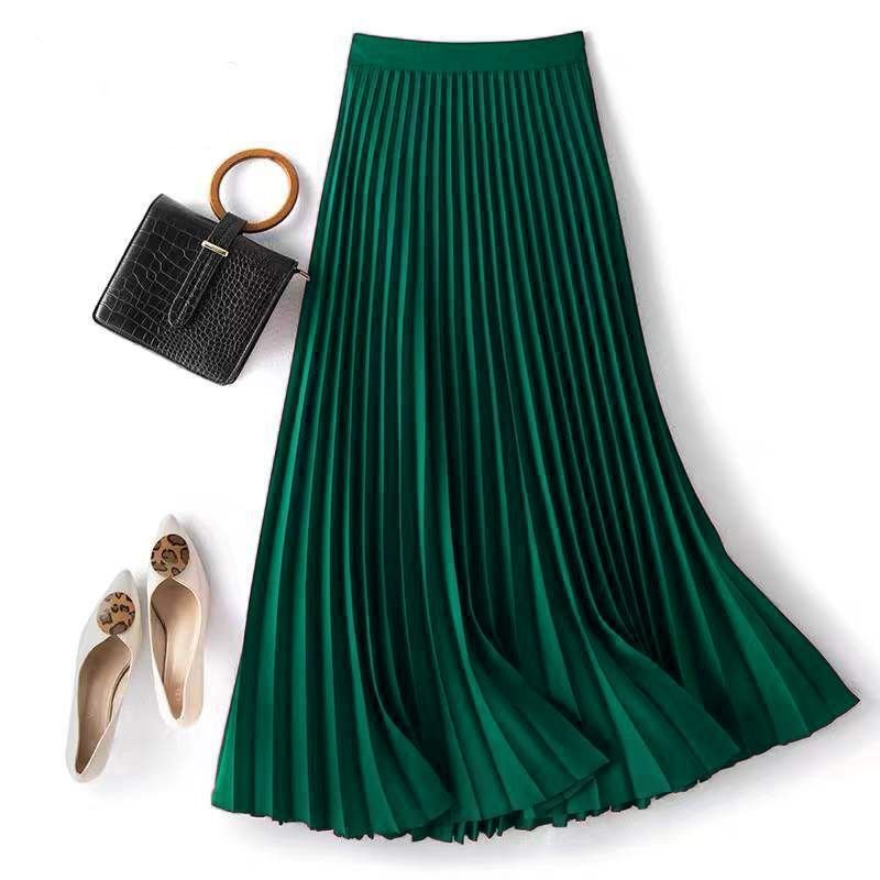 Satin Elegant Accordion High-waisted Pleated Skirt ā Image 3