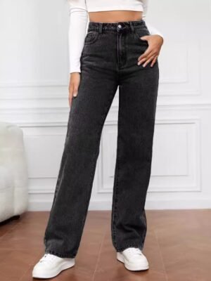 High-waisted Straight-leg Jeans
