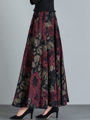 High-waisted Vintage Maxi Skirt With A Flared Hem