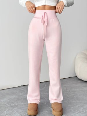 Casual Pants With A Slimming Faux Drawstring Design For A Sleek Figure-flattering Look