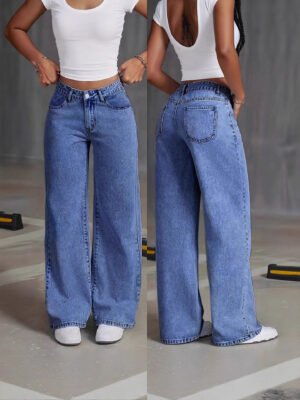 Womens High-waisted Straight-leg, Loose-fitting Casual Pants