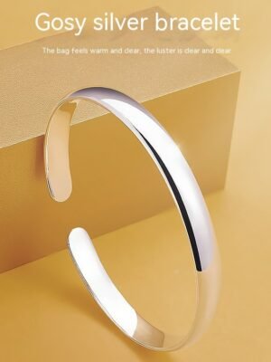 999 Sterling Silver Glossy Heart Sutra Bracelet Sterling Silver