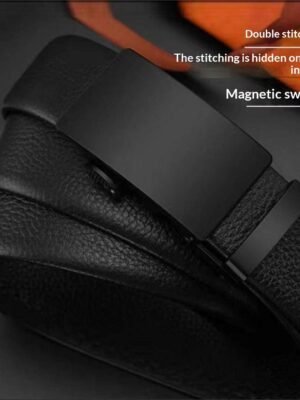 Mens Smooth Leather Belt With Automatic Buckle 1 Piece