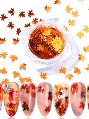 Gradient Maple Leaf Nail Sequins