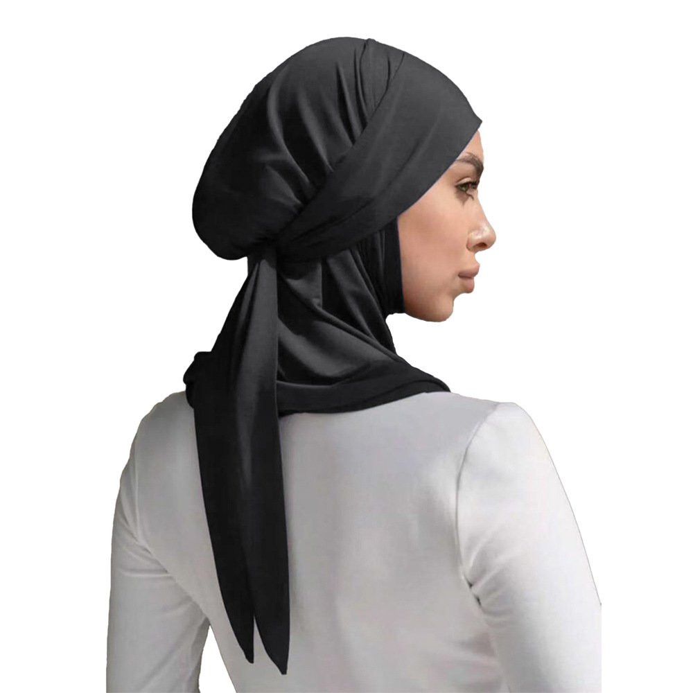 Solid Color Convenient Strap Headscarf Suit ā Image 7