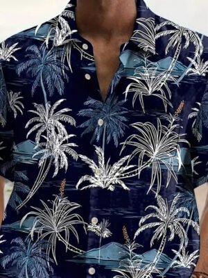 Floral Shirt For Men Cropped Sleeve Quick-Dry Beach Short-Sleeve Floral