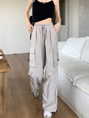 American-style Vintage Work Pants For Men And Women, Summer Versatile Straight-leg, Drapey, Cuffed, Loose Wide-leg Casual Pants