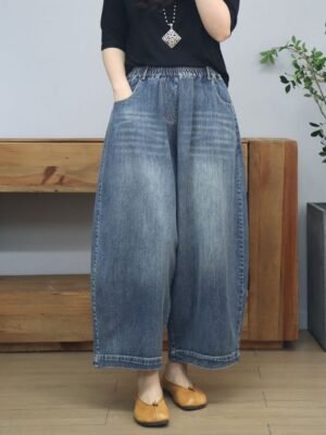 Versatile Vintage Denim Wide-leg Pants