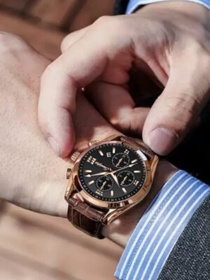Business Casual Simple Fashion Leather Belt Round Men's Watch