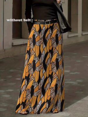 Digital-print Elegant Extra-long Floor-length Dress