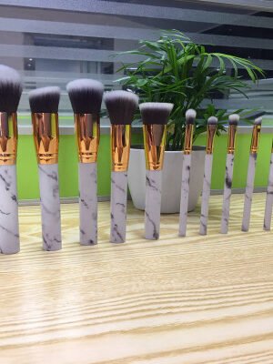 Factory direct sale marble pattern makeup brush 10 big small makeup brush beauty makeup tool make-up brush bag
