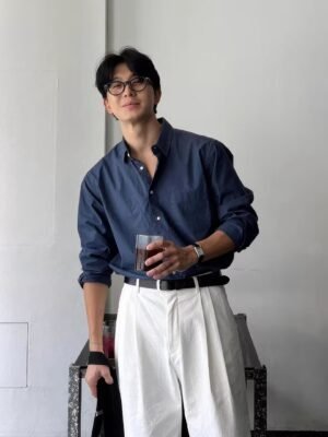 Spring And Autumn Loose Long-sleeved Shirt For Men