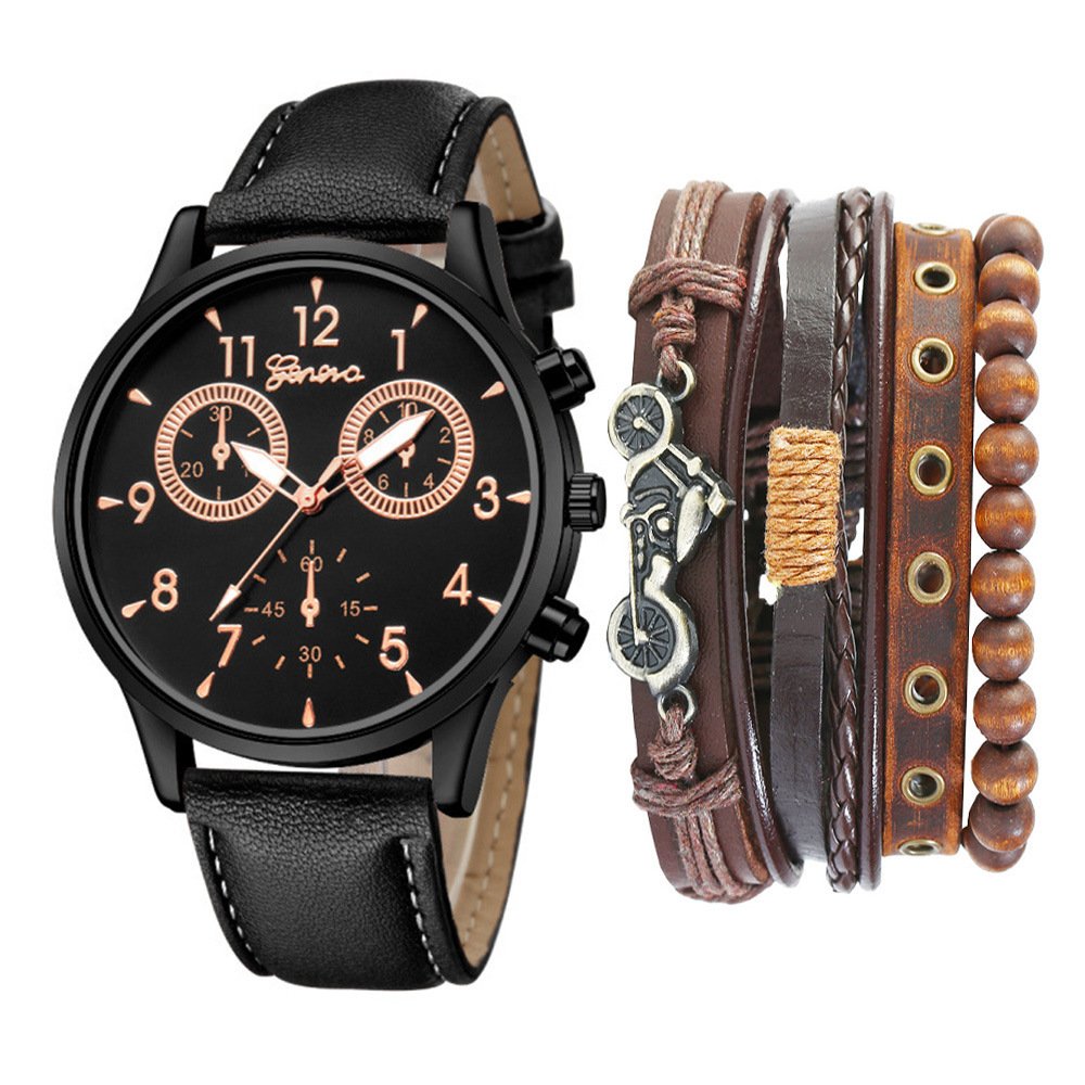 Watch Set Two-eye Belt Quartz Watch Bicycle Punk Bracelet ā Image 2
