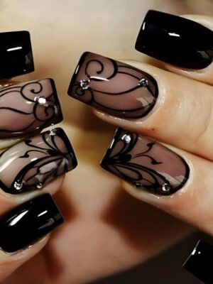 Dark Ins Style Black Vine Wearing Nails And Nails