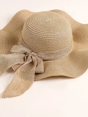 Summer Womens Sun-protection Wide-brim Beach Hat With A Wavy Brim