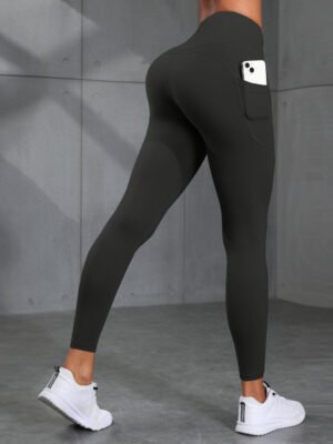 Solid-color Side-pocket Running And Yoga Pants With A Bare-feel Fit