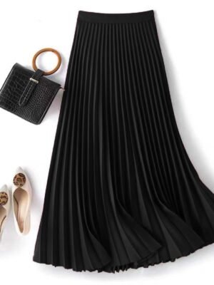 Satin Elegant Accordion High-waisted Pleated Skirt