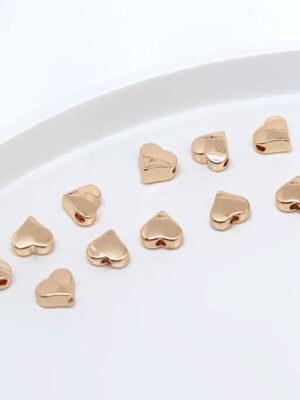 14K Gilded Peach Heart Hole Spacer Beads Diy Handmade Jewelry
