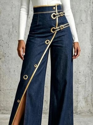 Women's New Irregular Straight-Leg Denim Trousers