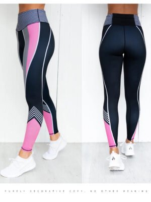 Colorblock 3D Digital Printing Sports Tight Fitness Polyester Pants