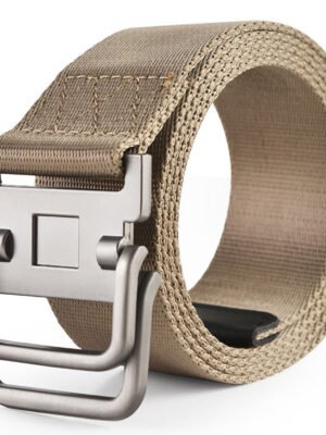 Men's Military Training Belt With Double Buckle Canvas