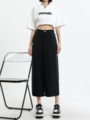 Casual Slit-design Denim Skirt For Women