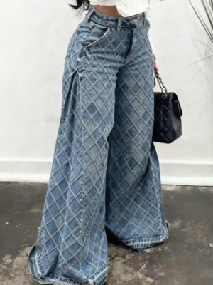 Floral Print Wide-leg Flared Casual Pants
