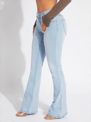 European And American-style Elastic Retro Flared Trendy Jeans For Women