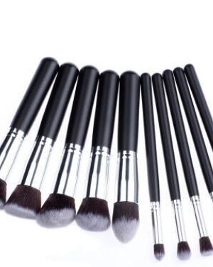 10 pcs Kabuki Style Vegan Makeup Brush Set